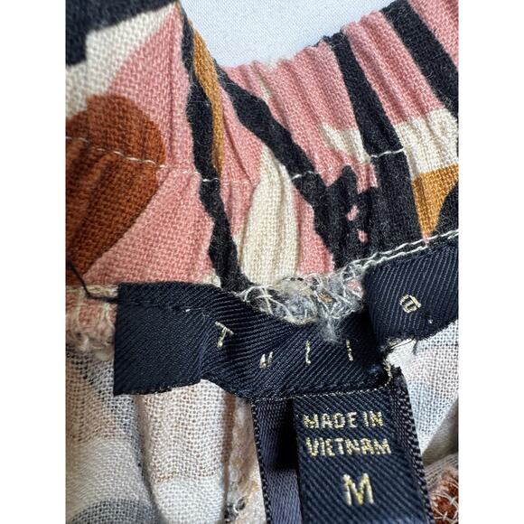 Tullea Linen Rayon Blend Women's Pants Floral Boho resort Sz M - Picture 3 of 6